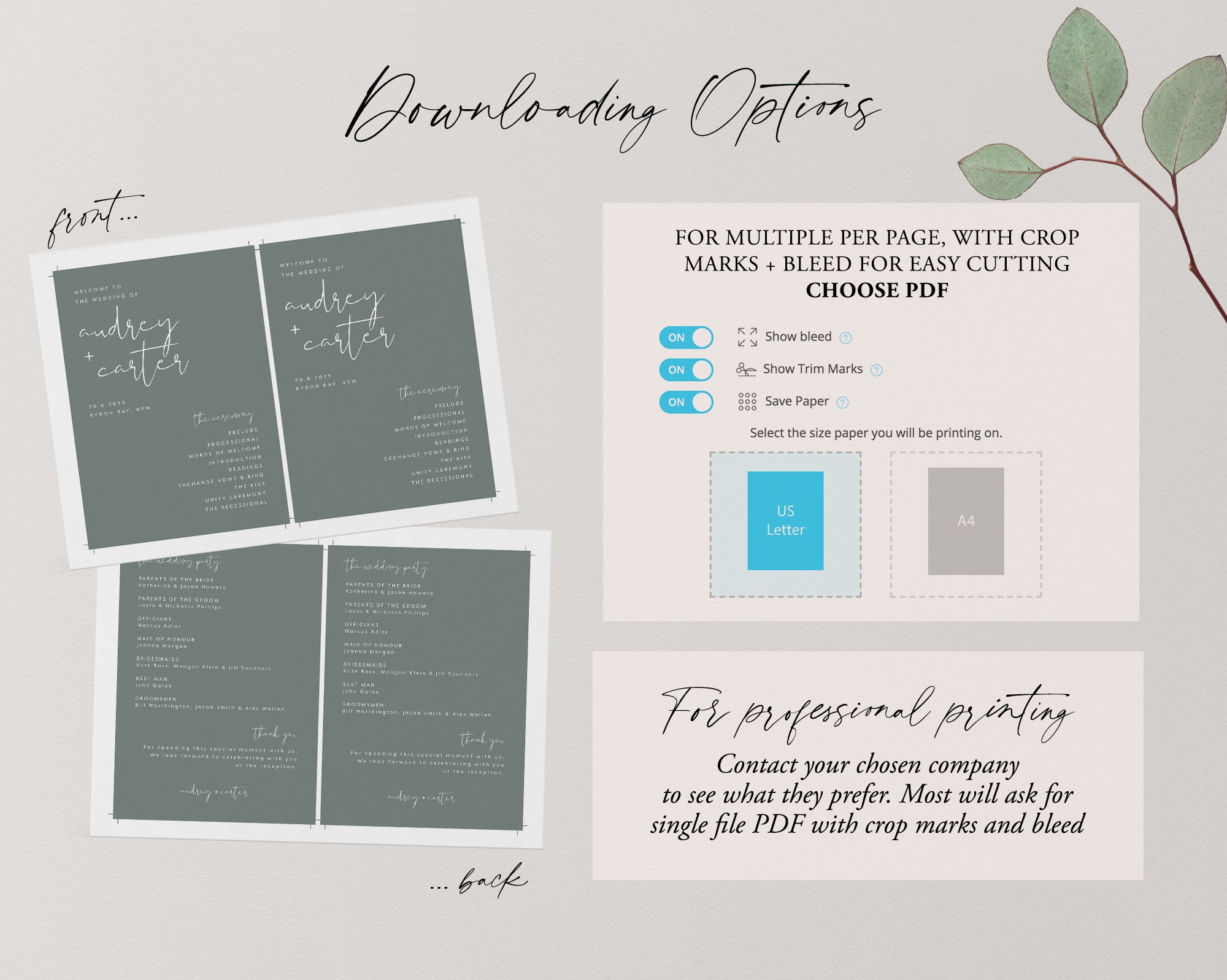 Modern Wedding Program Template Editable Wedding Program - Etsy