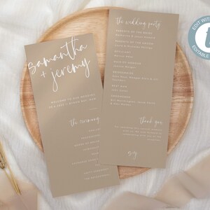 Modern Wedding Program Template: Minimalist Ceremony Order (Editable)