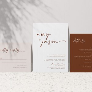 Minimalist Wedding Invitation Template Set, Wedding Invitation Template Download, Editable Modern Wedding Invite, Instant Download, Amy image 6