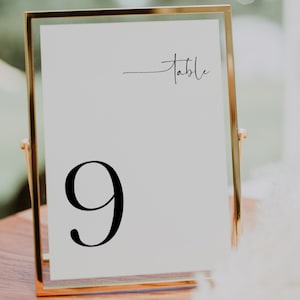 Números de mesa de boda minimalistas, plantilla de números de mesa editables, números de mesa mínimos, 5x7, 4x6, boda imprimible, Charlotte