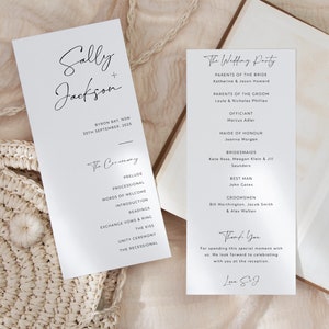 Modello di programma di matrimonio minimalista: ordine della cerimonia moderno (modificabile)