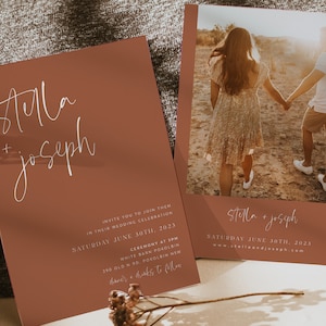Rustic Wedding Invitation Template with Photo (Digital Download)