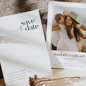 Save the Date Template, Photo Save the Date, Editable Save Our Date, Minimalist Save The Date Card, Rustic Wedding Invitation, Charlotte