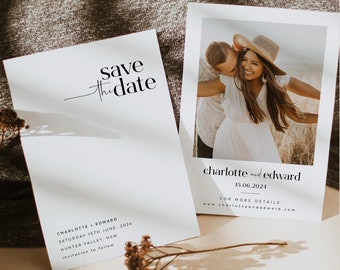 Save the Date Template, Photo Save the Date, Editable Save Our Date, Minimalist Save The Date Card, Rustic Wedding Invitation, Charlotte