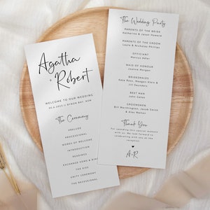 Minimalist Wedding Program Template: Modern Ceremony Order (Digital Download)