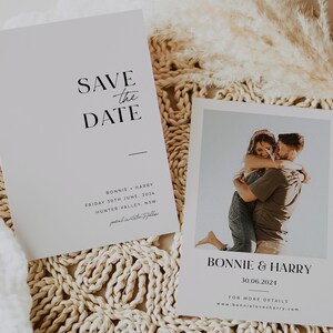 Save the Date Template, Photo Save the Date, Editable Save Our Date, Minimalist Save The Date Card, Rustic Wedding Invitation, Bonnie