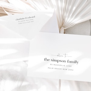 Envelope Template, Printable Envelope Address Template, Modern Wedding Envelope Addressing Editable, Minimal Envelope Address, Charlotte