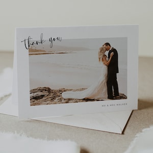 Minimalist Wedding Photo Thank You, Wedding Thank You Card, Photo Thank You Card, Printable Thank You Card, Wedding Template, Modern, Andrea