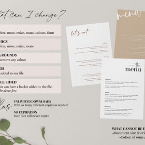 Minimal Wedding Menu Template, Minimalist Wedding Menu, Modern Wedding Menu, Let's Eat Menu, Templett Wedding Menu, Editable Menu, Charlotte image 8