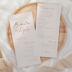 Modern Wedding Program Template, Editable Wedding Program, Order of Ceremony, Wedding Ceremony Program, Printable Minimal Program, Bianca
