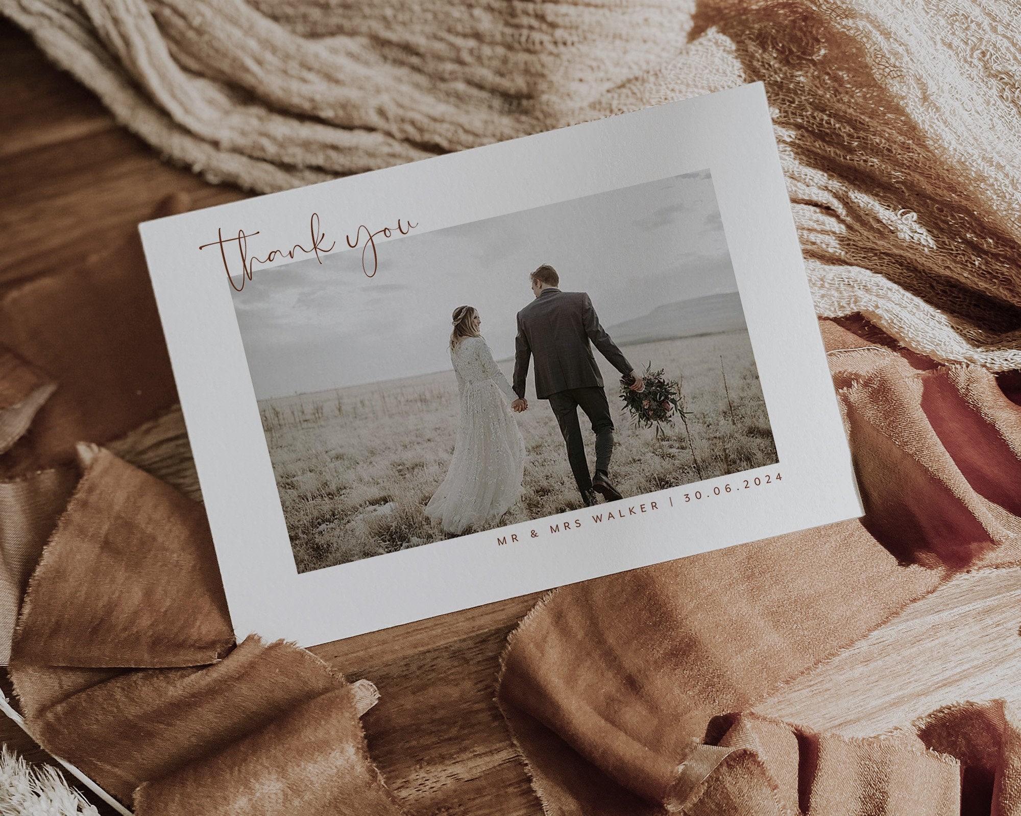Minimalist Wedding Photo Thank You, Wedding Thank You Card, Photo Tha…
