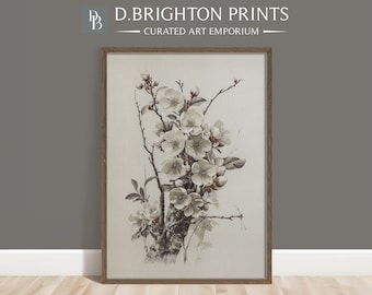 Vintage Garden Sketch | Botanical Drawing PRINTABLE Digital Antique Print | Farmhouse Kitchen Art Print | Neutral Antique Art Flower Drawing
