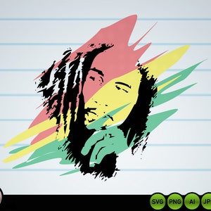 Bob Marley SVG cut files, Cricut Silhouette printable vector clip arts, Bob Marley print, for cutting machines, Bob Marley png