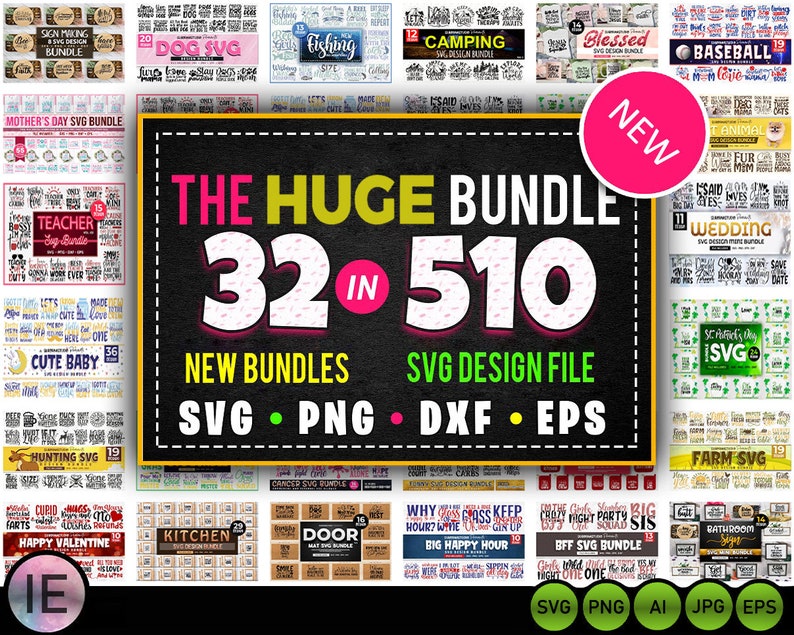 Download 510 The Huge SVG Bundle Pack Lovely Bundle Pack Svg SVG Dxf | Etsy
