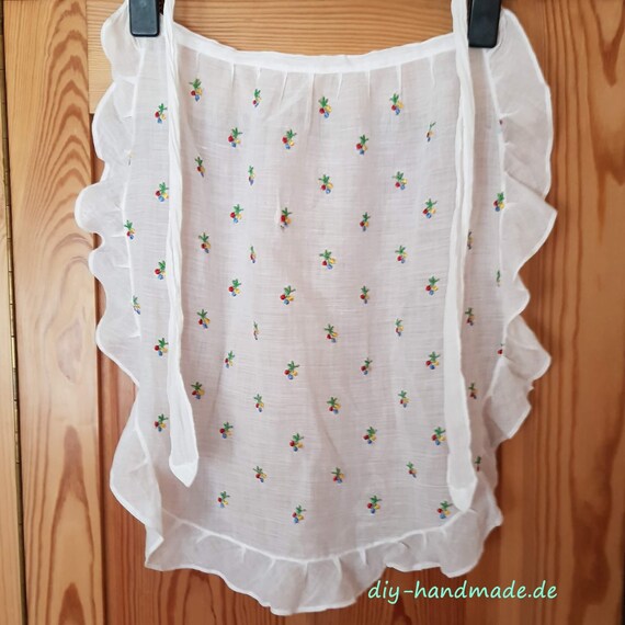 Vintage, children's apron, fine cotton with embroi