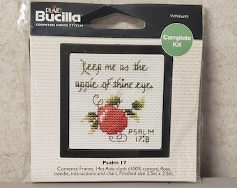 Bucilla Apple Cross Stitch Kit: Psalm 17 Mini Design