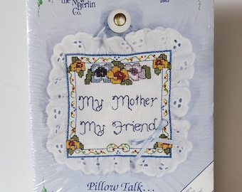 The New Berlin Company Counted Cross Stitch Pillow Talk #2863 Vintage 1990