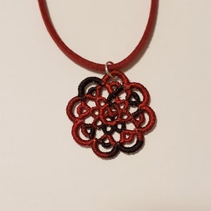 Necklace, Collar, Choker, Adjustable, Cord, Embroidered, Variegated, Heart, Circle, Flower image 2