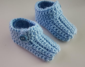 Crocheted Baby Booties, Button, Baby Clothing, Gifts, Shower Ideas