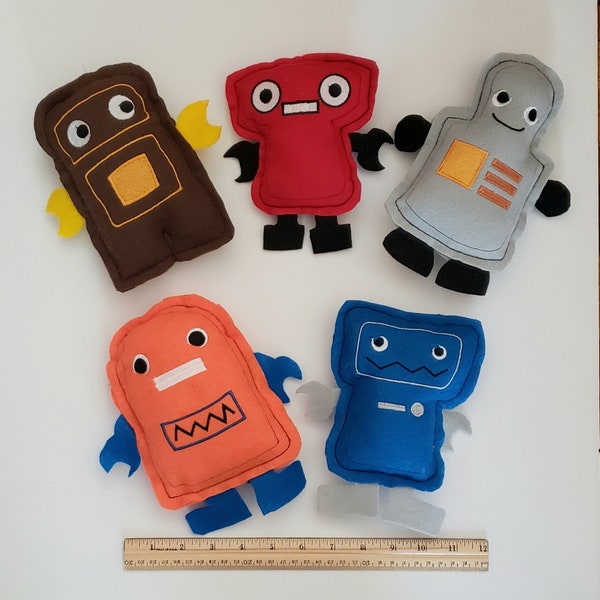 Robot Buddies, Stuffed Toys, Felt Toys,