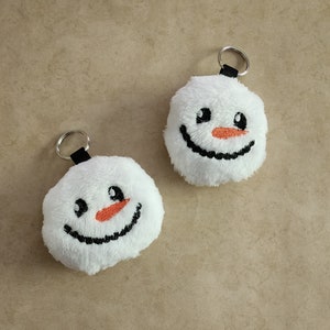 Embroidered Snowman Key Chain: Stuffed Snowball Gift