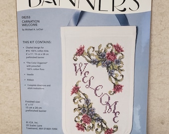 Banners, Design Welcome Carnation 08253, Counted Cross Stitch Embroidery Kit