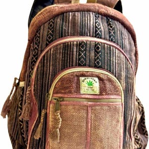 Hemp Backpack | Multi pocket Stone Washed large vintage bag