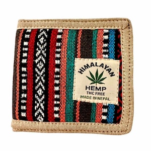 Cartera de cáñamo puro y Gheri, resistente al sudor y la humedad, para hombre y mujer. Cartera delgada plegable con múltiples ranuras para tarjetas. 100 % vegana y natural.