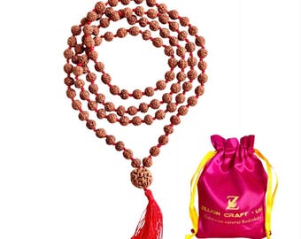 Lab certified original 5 Face Rudraksha Mala : 9-10 mm 108 panch mukhi Rudraksha