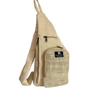 Sling Bag für Männer und Frauen.100% natürliches Hanf mit Gheri Bauchtasche für unterwegs und im Freien. Starke atmungsaktive feuchtigkeitsbeständige Tasche