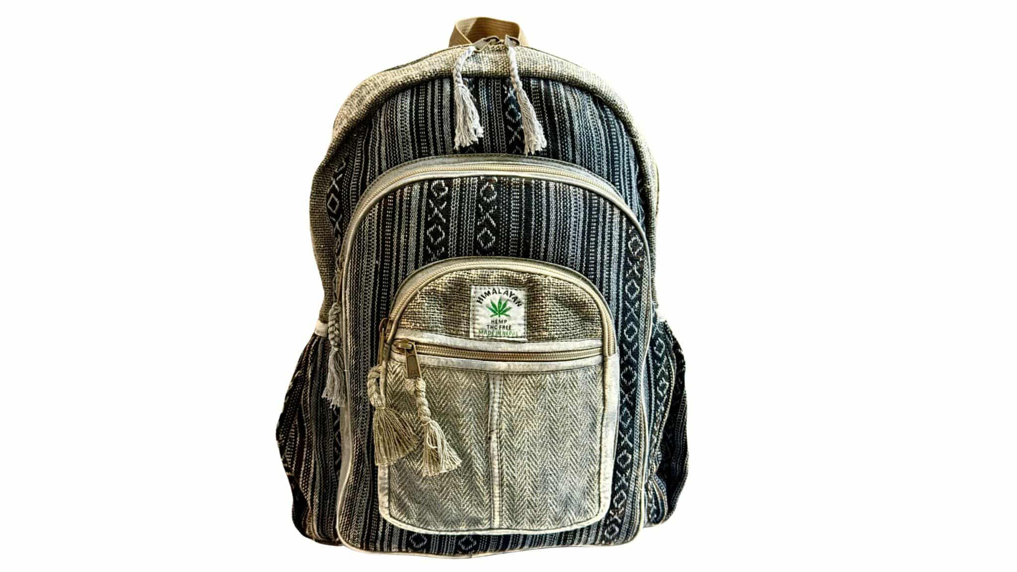 Stone Washed Cotton Bohemian Black and Blue Backpack Bao Bao Issey Miyake Backpack with a geometric pattern  main image 2