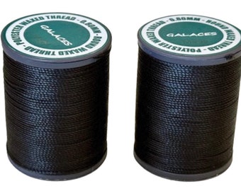 Kit para confecção de colar e pulseira: cordão de poliéster encerado preto à prova d'água (2 x 80 jardas)