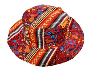 Himalayan Hemp Patchwork Sun Hat: Breathable Beach Bucket Hat