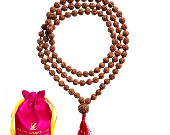 Lab certified original 5 Face Rudraksha Mala : 9-10 mm 108 panch mukhi Rudraksha