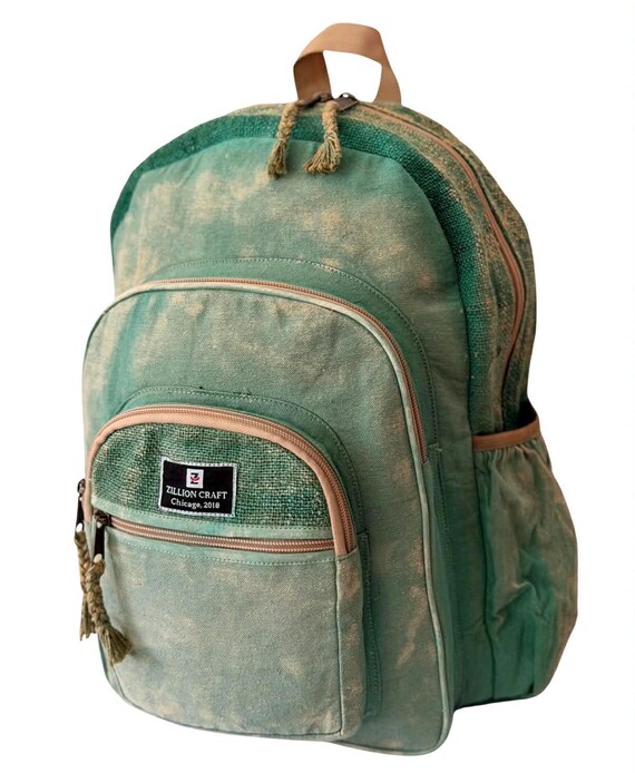 Gheri Rucksack Patched Bagpack Made in Nepal Gheri Patchwork Himalayan Hemp Backpack - Hemp in Nepal main image 4