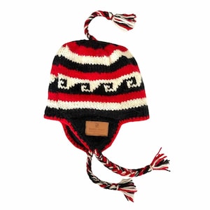 Hand Knit Himalayan Sherpa Wool Mohawk Beanie: Winter Ear Flap Hat