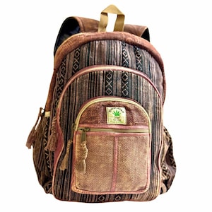 Hemp Backpack | Multi pocket Stone Washed large vintage bag
