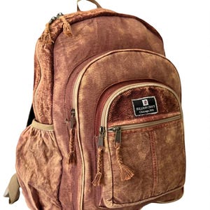 Mochila para laptop de cânhamo do Himalaia: mochila escolar leve com lavagem em pedra