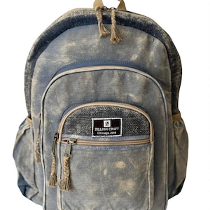 Large Hemp Backpack | Stone Washed Vintage Design, School, College, Laptop Travel Bag