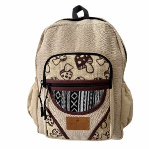 Sac à dos léger de taille moyenne pour les voyages entre écoles et collèges. Chanvre naturel 100 % respectueux de l'environnement de l'Himalaya. Sac à dos classique unisexe.