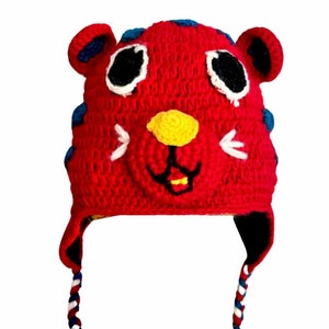 Wintermütze aus Wolle für Kinder. Extra warme Ohrenklappe Tier Design Kätzchen Mütze für Kleinkinder. Naturwolle außen und weiches Microfleece innen.