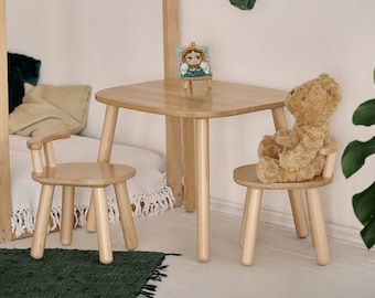 Toddler table and chair, Kids Furniture, Wooden Chair, Timeout Chair, Montessori furniture, Kids table and chairs, Table enfant activity