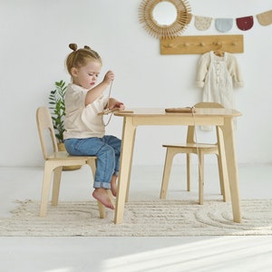 Montessori furniture wooden kids table and chairs set, Wooden table Kids furniture, Kindertisch, Toddler table, Desks, tables & chairs image 1