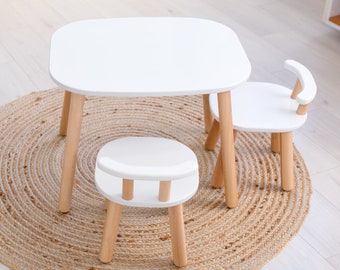 Meubles Montessori, ensemble table et chaises en bois pour enfants, table en bois, chaise en bois, meubles pour enfants, table pour enfants, table pour tout-petits, cadeau pour tout-petits