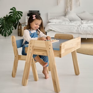 Kids desk and chairs, Childrens desk, Kids furniture, Montessori furniture, Kids bedroom furniture, Toddler desk wooden, Activity table