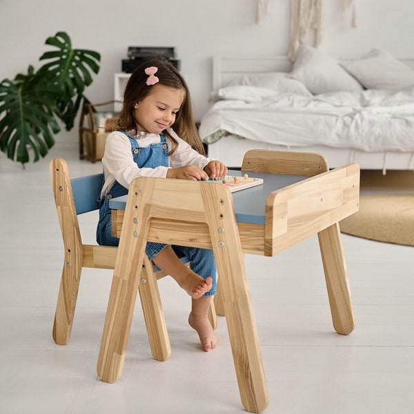 Bureau et chaises pour enfants, Meubles pour enfants, Meubles Montessori, Meubles de chambre d'enfants, Bureau pour tout-petit en bois, Table d'activités