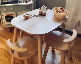 Montessori furniture - wooden kids table and chairs set, Wooden table Kids furniture, Kindertisch, Toddler table, Desks, tables & chairs