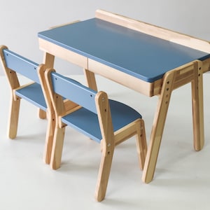 Kids desk and chairs, gifts for kids, Montessori furniture, Kids bedroom furniture, Toddler desk, Wooden kids table and chairs image 8