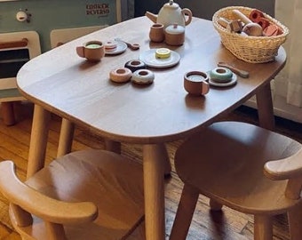 Ensemble table et chaises pour enfants Montessori, chaise en bois pour enfants, table pour tout-petits, meubles Montessori, table et chaises pour tout-petits, jardin d'enfants