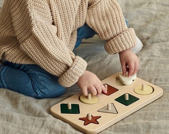 Jouet de tri de couleurs, Puzzle géométrique, Jouets Montessori, Jouets en bois, Jouets pour bébés, Jouets et jeux pour enfants, Jouets pour garçons, Bébé cadeau de premier anniversaire